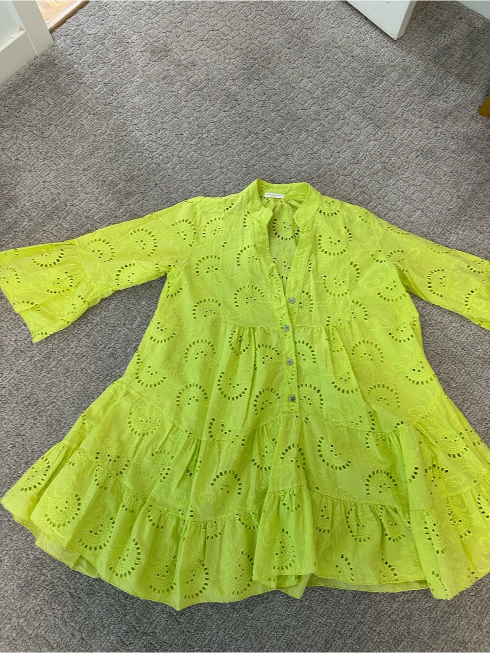 Chocolate Preppy Neon Lime Eyelet Dress